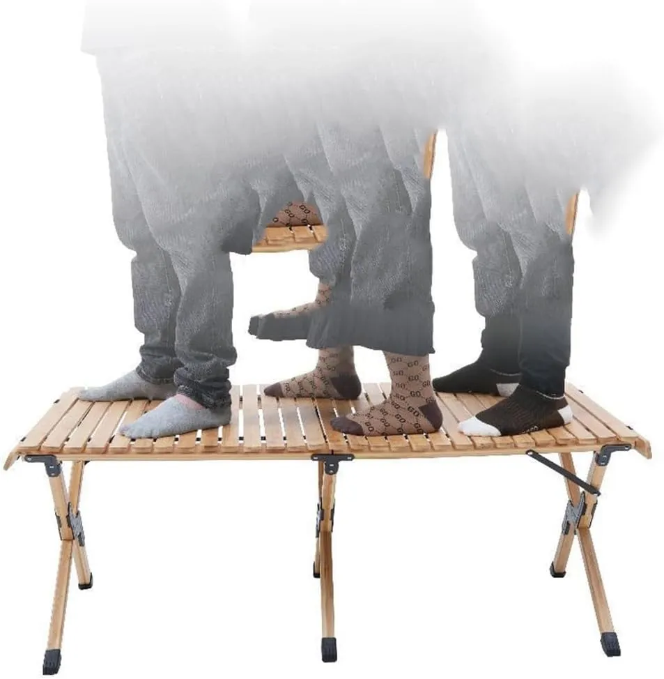 Roll-Up Table with Carrying Bag Lightweight Stable Folding Table Ideal for Camping Beach Parties and More