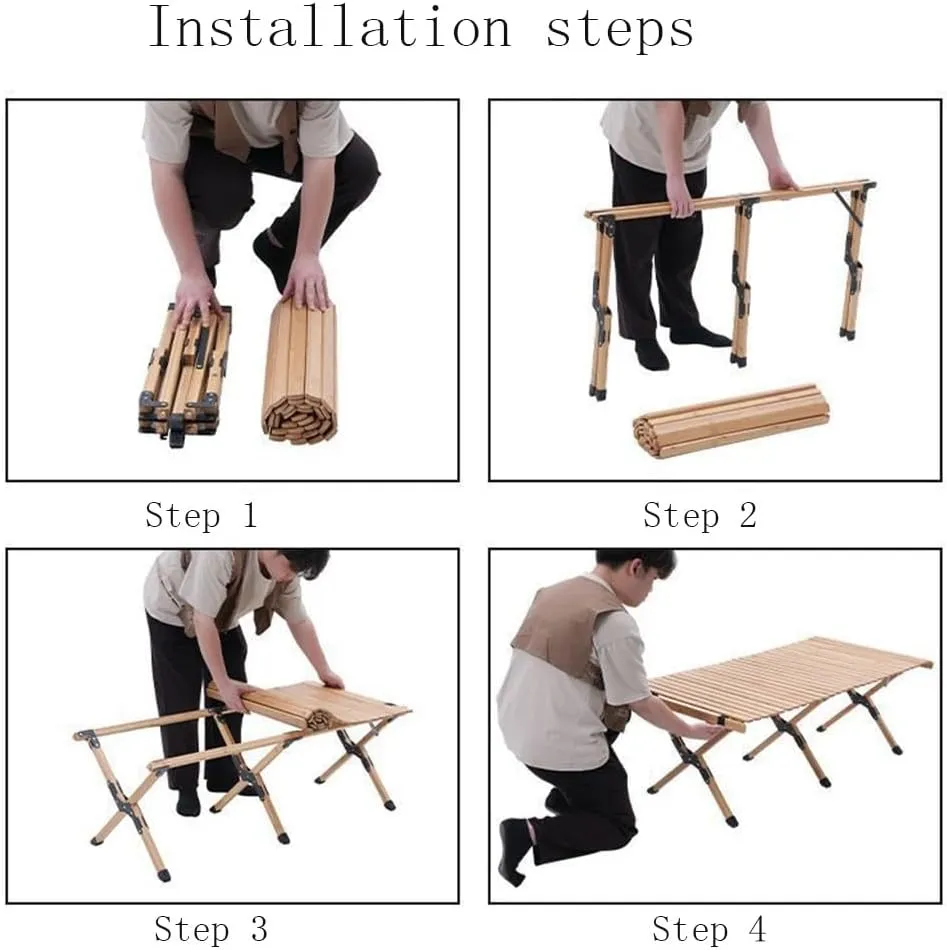 Roll-Up Table with Carrying Bag Lightweight Stable Folding Table Ideal for Camping Beach Parties and More
