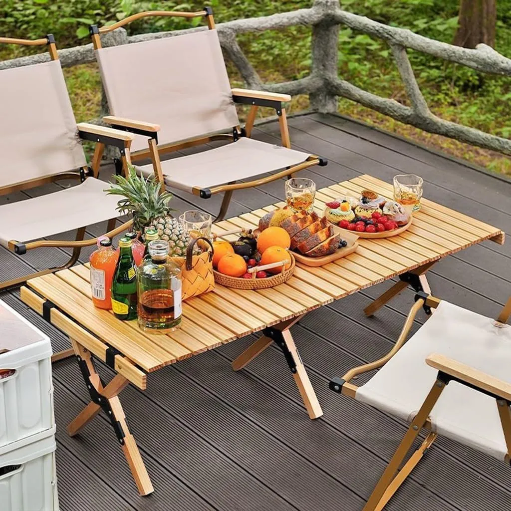 Roll-Up Table with Carrying Bag Lightweight Stable Folding Table Ideal for Camping Beach Parties and More