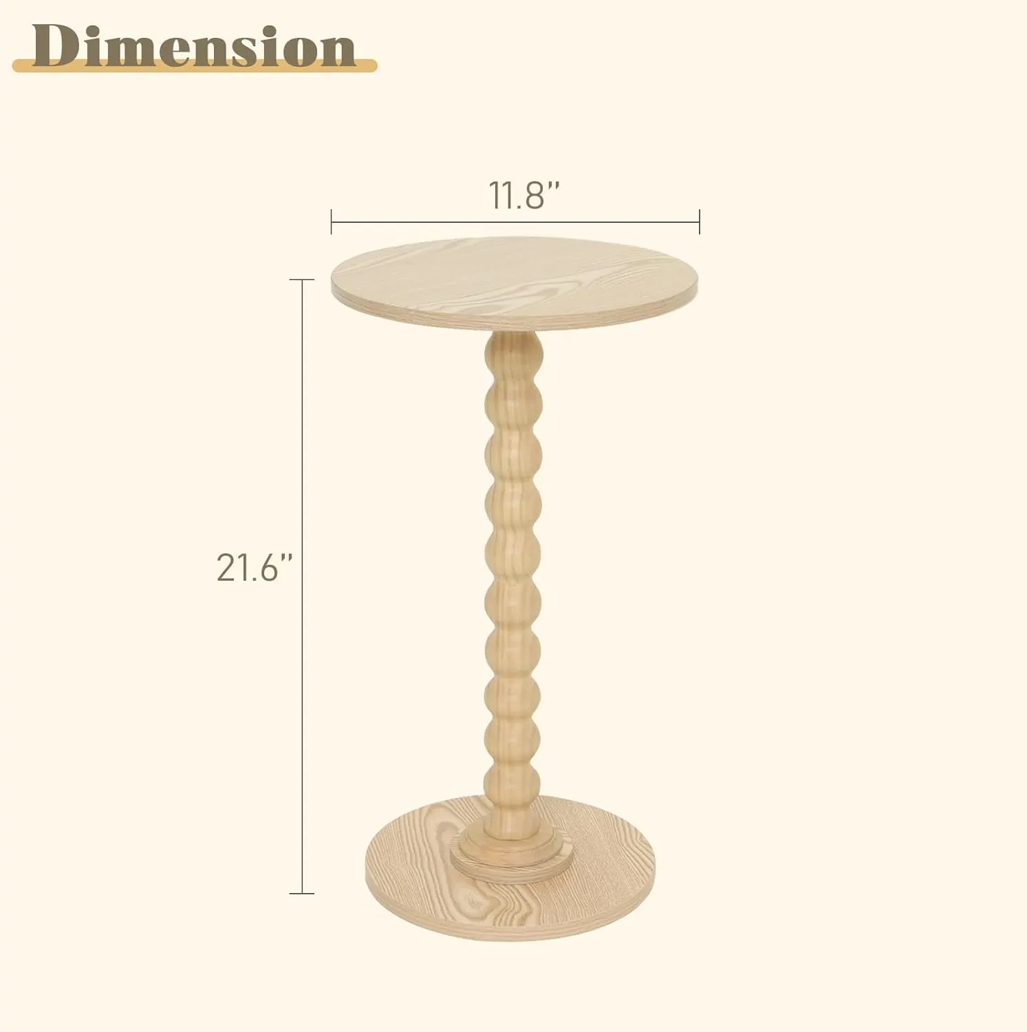Round Side Table, Small Drink Table for Small Spaces, Modern Accent End Table Coffee Table with Solid Wood Leg for Living Room, Bedroom, Corners, and Office (Natural)