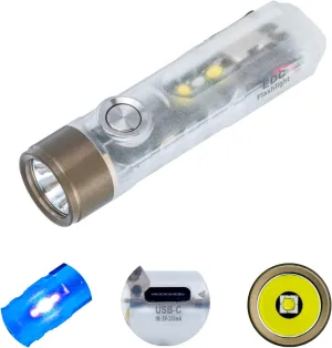 RovyVon Aurora A7 G4 7075 USB C Rechargeable Keychain Flashlights 650 High Lumens Small Bright EDC Flashlight, White/365nm Versatile Sidelights for Camping, Walking Dog, Night Running