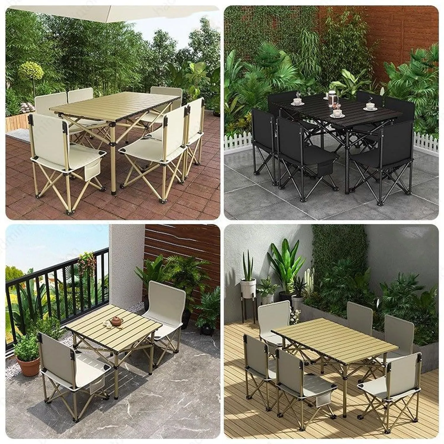 RUANLOV Lightweight Aluminum Folding Square Table, Roll Up Top 6 People Compact Table with Carry Bag Collapsible Portable Table Camping Folding Table (A 120cm)