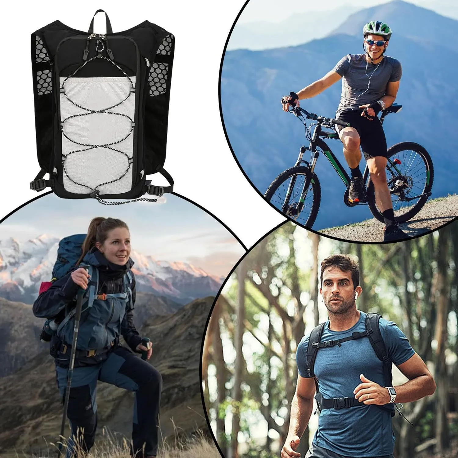 Running Backpack - Outdoor Jogging Water Bladder,Breathable & Reflective Hydration Backpack for Running and Jogging, for Runs, Cycling, Trails, Marathons