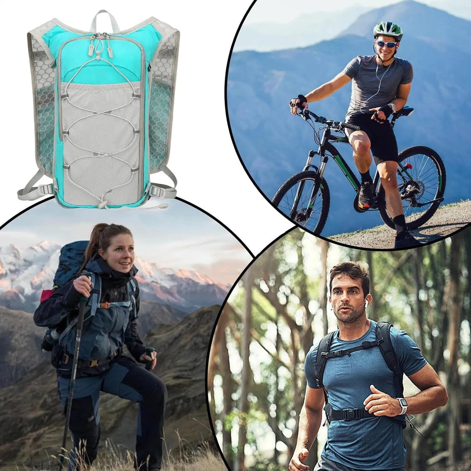 Running Backpack - Outdoor Jogging Water Bladder,Breathable & Reflective Hydration Backpack for Running and Jogging, for Runs, Cycling, Trails, Marathons
