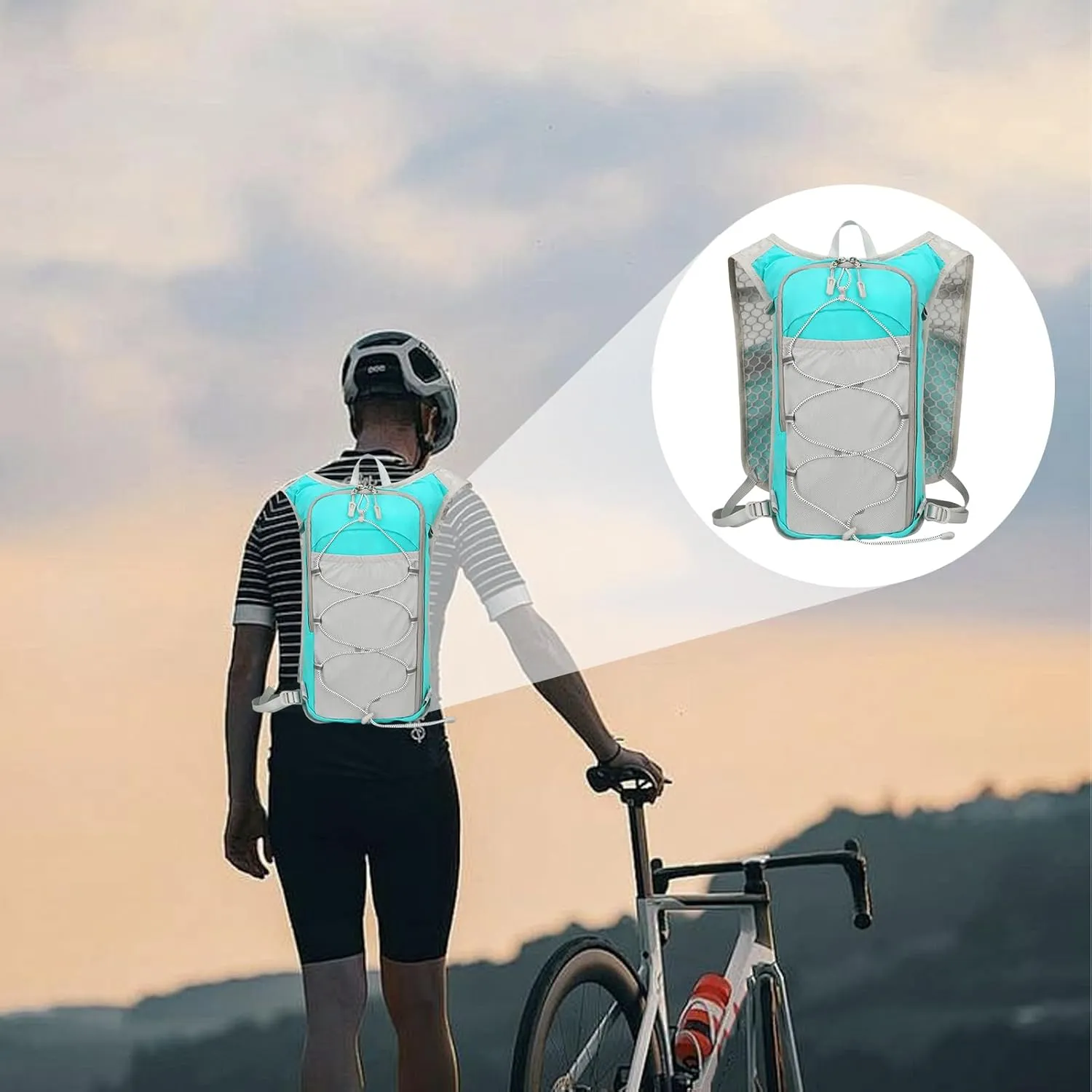 Running Backpack - Outdoor Jogging Water Bladder,Breathable & Reflective Hydration Backpack for Running and Jogging, for Runs, Cycling, Trails, Marathons