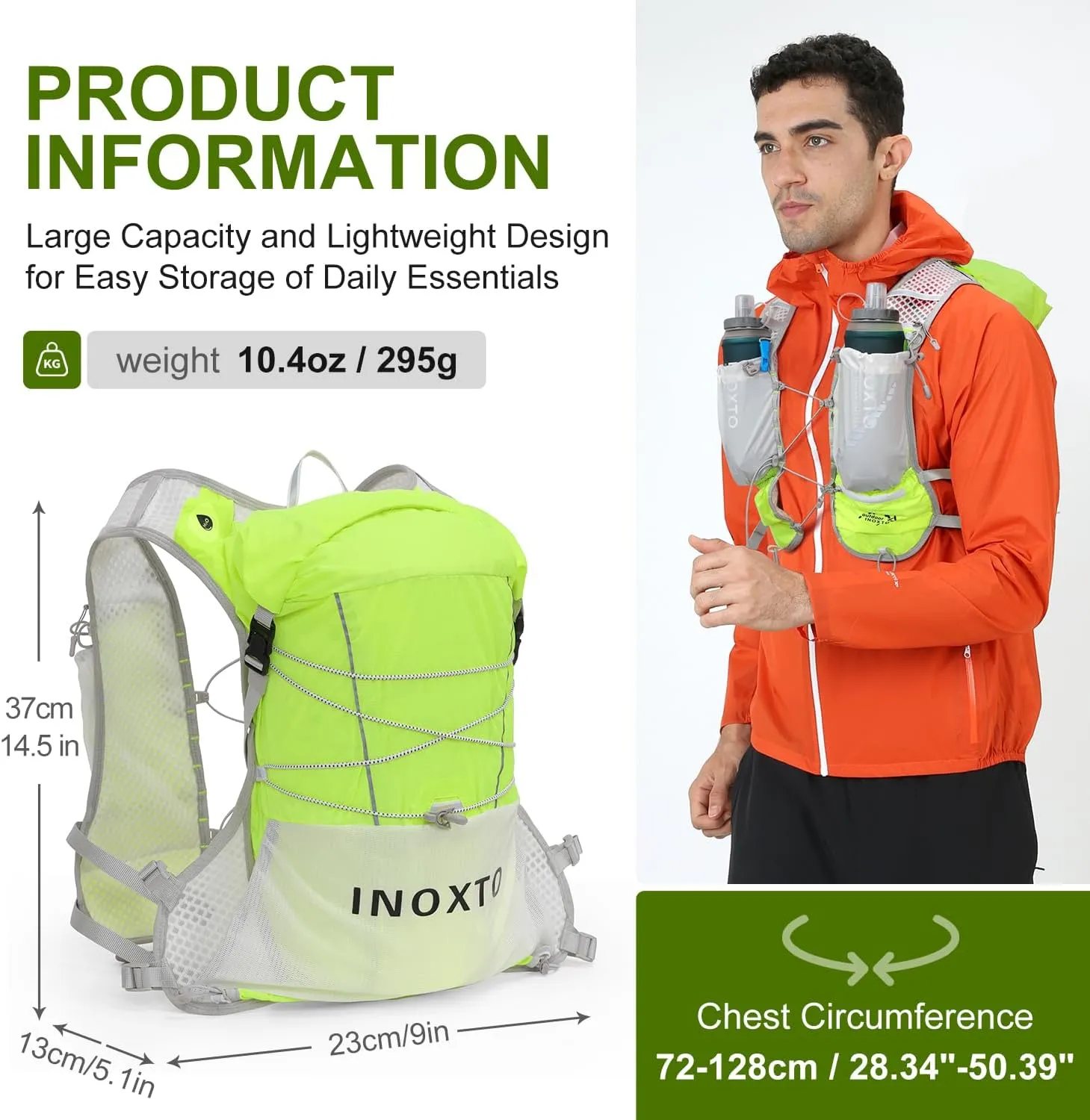 Running Hydration Vest Backpack, Lightweight Water Backpack with 1.6L Water Bladder Daypack for Women Men,Adjustable Running Vest Pack for Trail Running Hiking Cycling Race Marathon