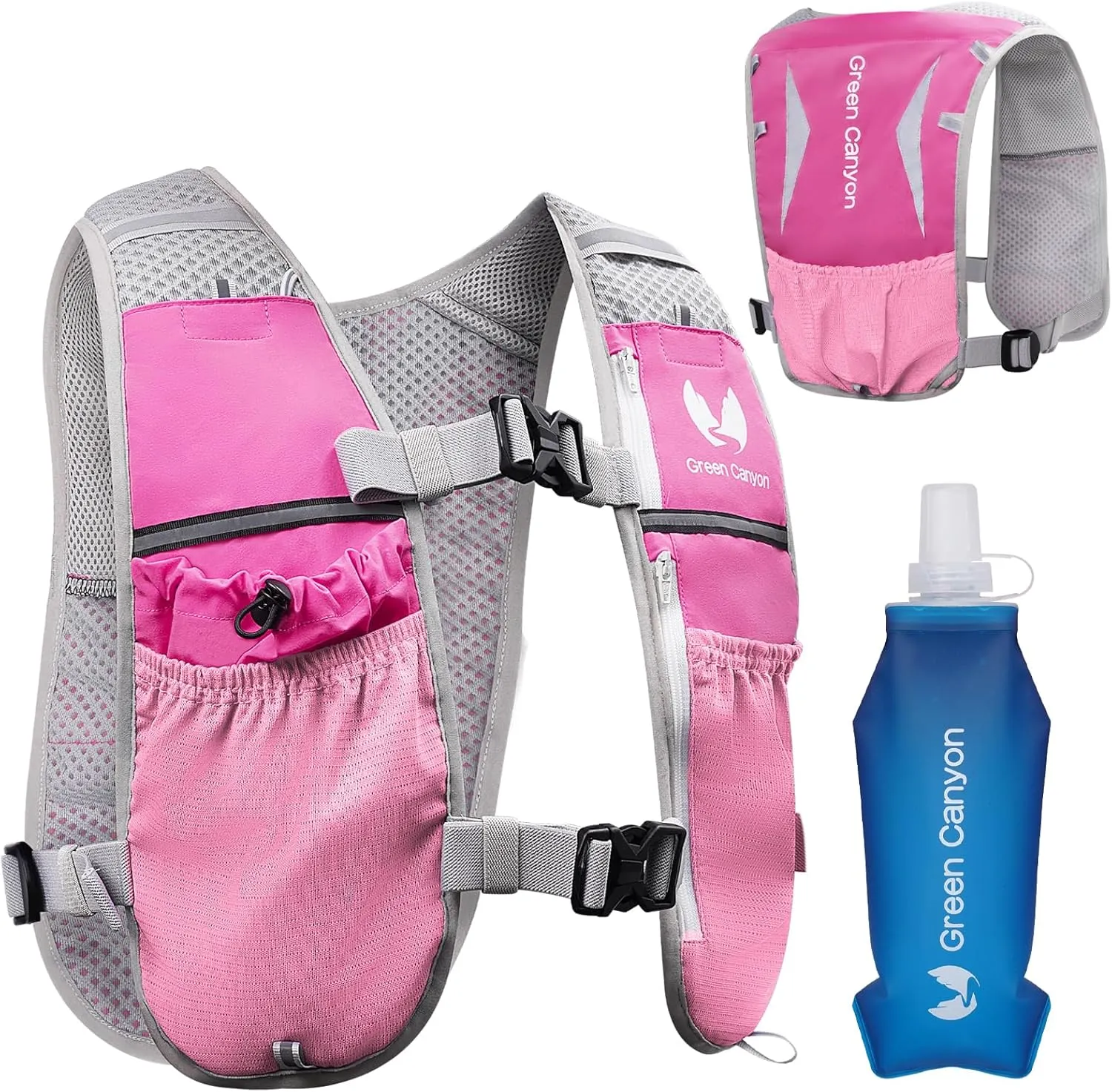 Running Hydration Vest for Women Men: Adjustable Hydration Pack Backpack with 500ml Soft Flask, Lightweight Breathable Running Water Vest for Marathon Jogging Cycling Hiking