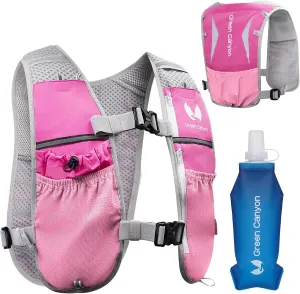 Running Hydration Vest for Women Men: Adjustable Hydration Pack Backpack with 500ml Soft Flask, Lightweight Breathable Running Water Vest for Marathon Jogging Cycling Hiking