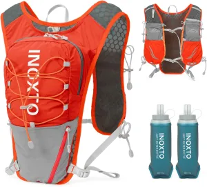 Running Vest for Women Men, Adjustable Chest Straps Running Hydration Vest with 500ml Soft Flask, Lightweight Breathable Reflective Hydration Backpack for Hiking