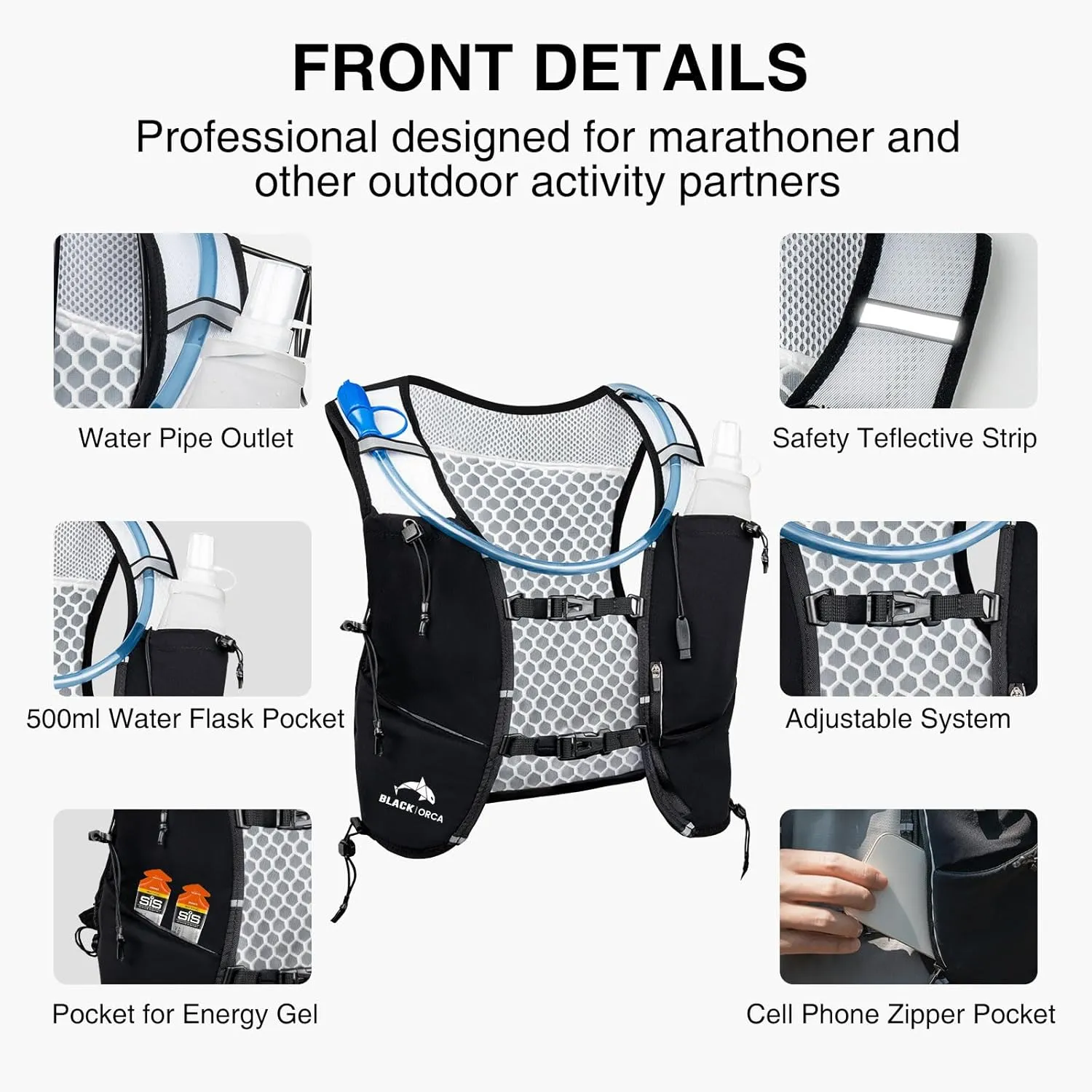 Running Vest for Women Men Hydration Vest with 2L Water Bladder Lightweight Reflective Runners Vest for Hiking, Cycling, Trail, Running, Marathons