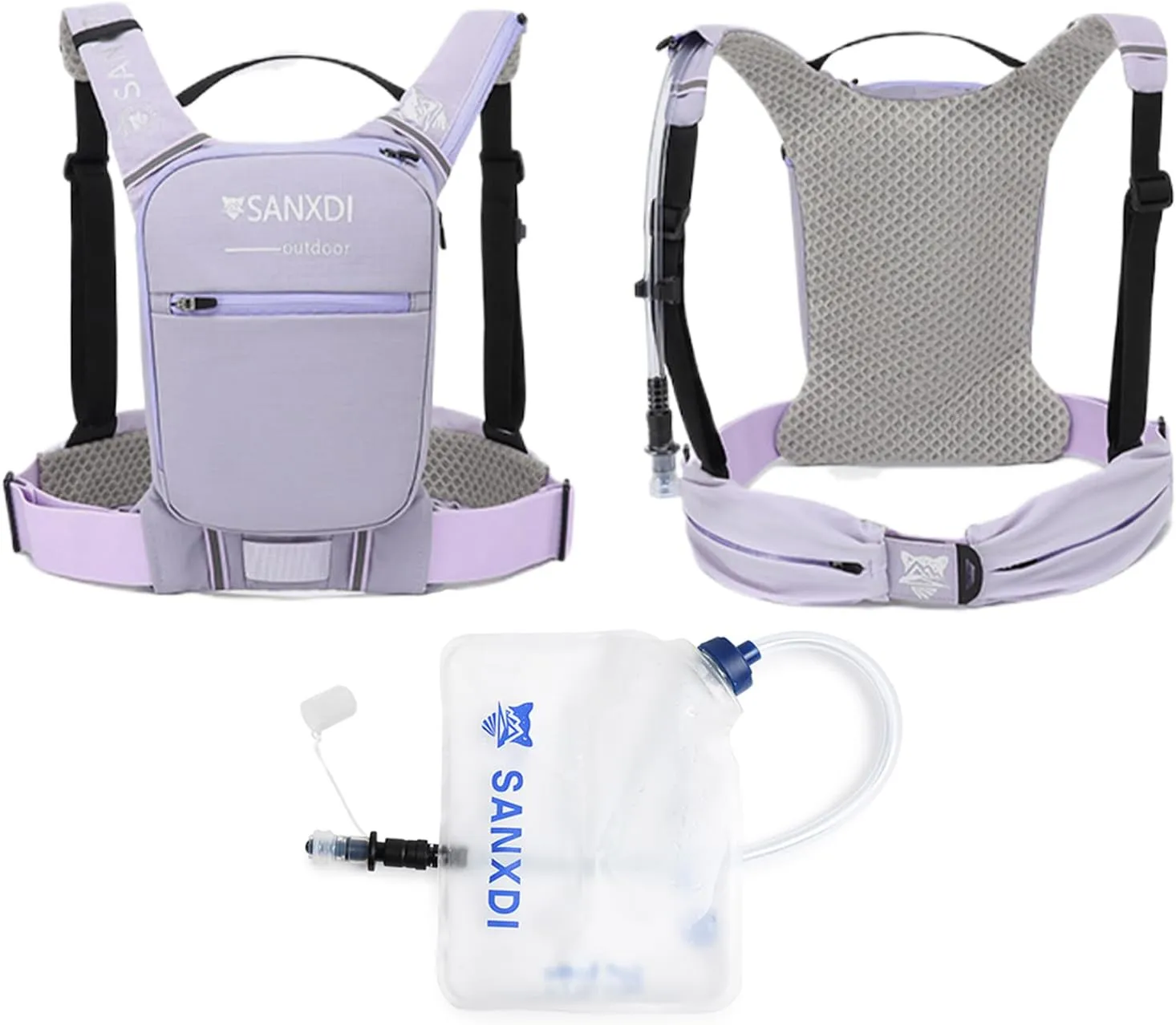 Running Vest with Water Bladder Small Hydration Pack for Hiking, Lightweight Cycling Backpack Women and Men, Multi-Function Adjustable Bag for Outdoor Marathon Skiing Camping Trail Running Climbing