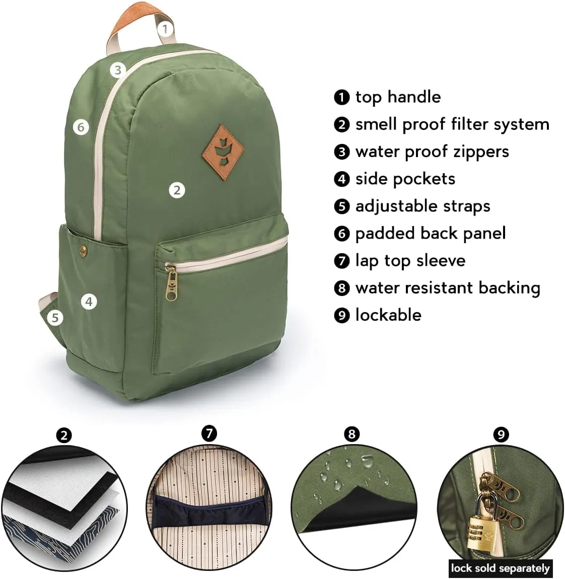 RV30010 Escort Backpack, Large, Green