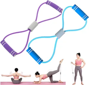Saludea Resistance Band with Handles,Figure 8 Tension Rope Stretch Elastic,Chest Expander Yoga Gym Fitness Strap Pulling,Arm,Neck,Shoulder Relaxer,Strength Training Flexibility Exercise