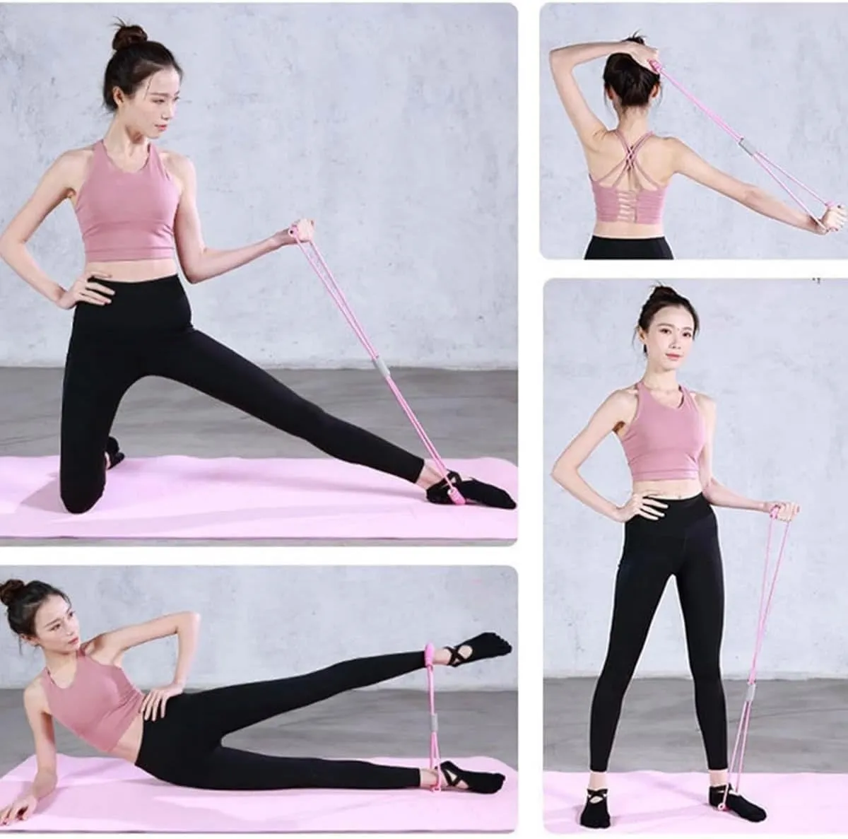 Saludea Resistance Band with Handles,Figure 8 Tension Rope Stretch Elastic,Chest Expander Yoga Gym Fitness Strap Pulling,Arm,Neck,Shoulder Relaxer,Strength Training Flexibility Exercise