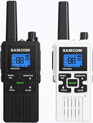SAMCOM FRS Two Way Radios Rechargeable Walkie Talkies for Adults, 2 Way Radios Long Range 22 Channels VOX Hands Free Emergency Group Call,Portable 1250mAh with USB Charger/NOAA/Flashlight (2 Pack)