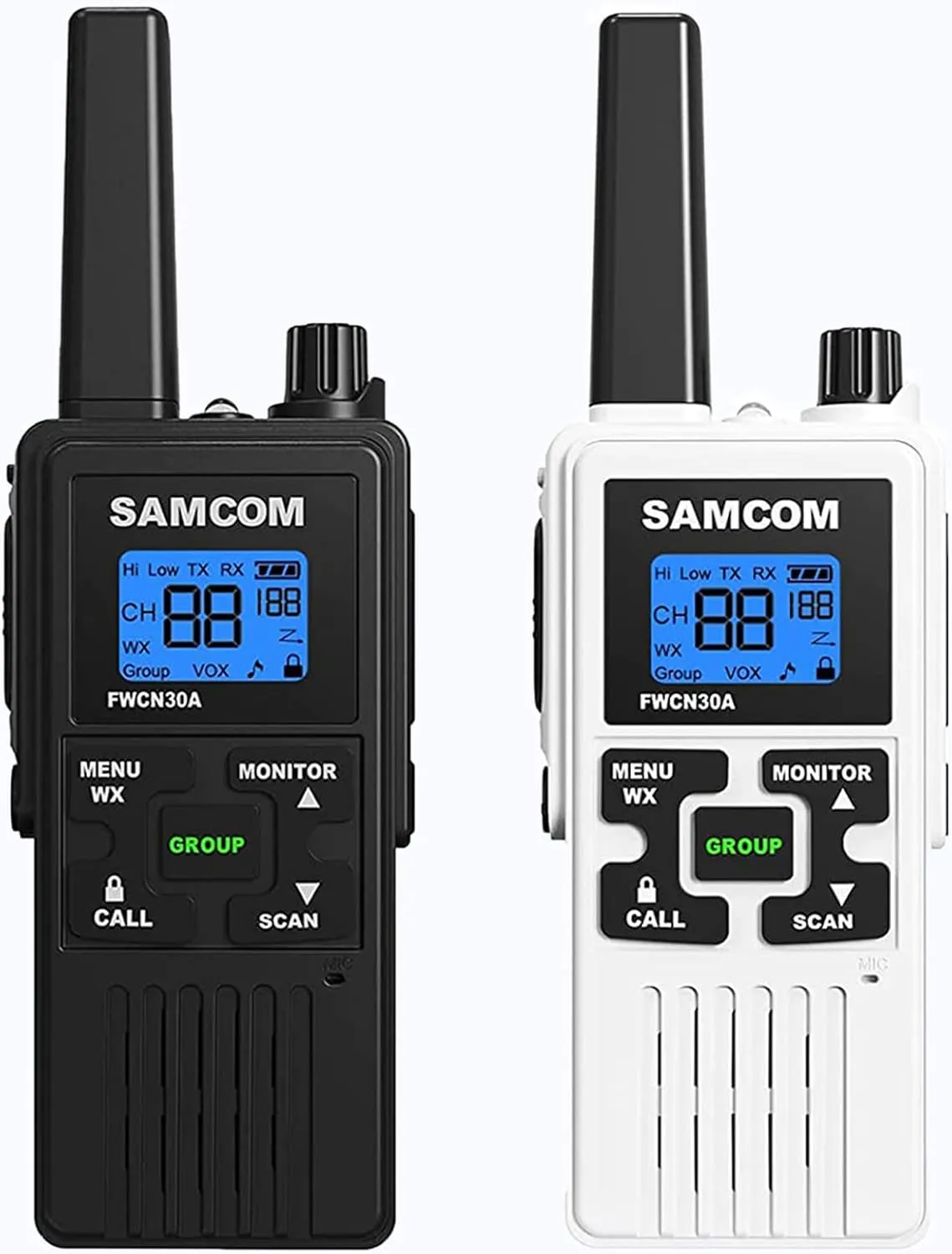 SAMCOM FRS Two Way Radios Rechargeable Walkie Talkies for Adults, 2 Way Radios Long Range 22 Channels VOX Hands Free Emergency Group Call,Portable 1250mAh with USB Charger/NOAA/Flashlight (2 Pack)