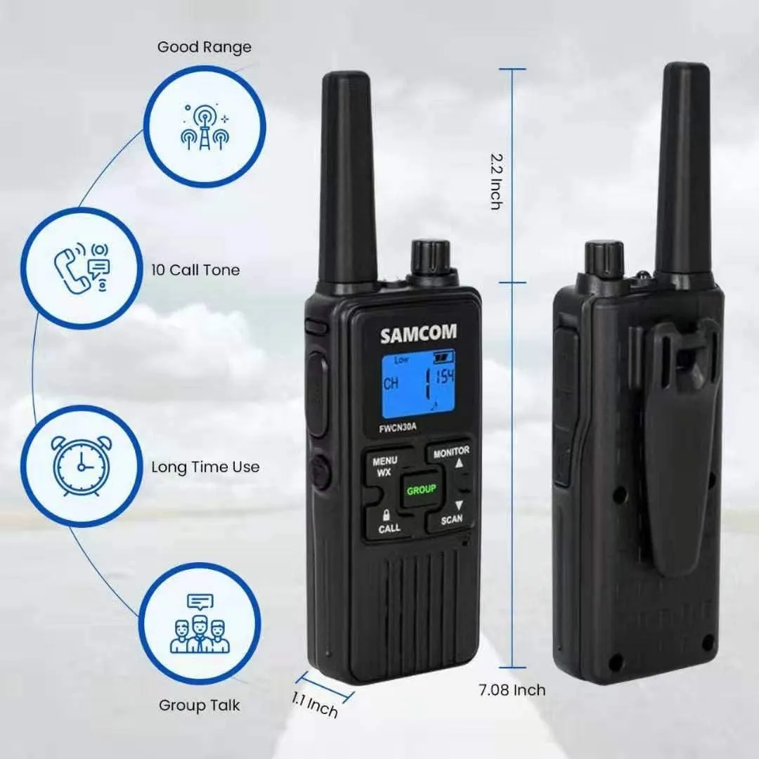 SAMCOM FRS Two Way Radios Rechargeable Walkie Talkies for Adults, 2 Way Radios Long Range 22 Channels VOX Hands Free Emergency Group Call,Portable 1250mAh with USB Charger/NOAA/Flashlight (2 Pack)