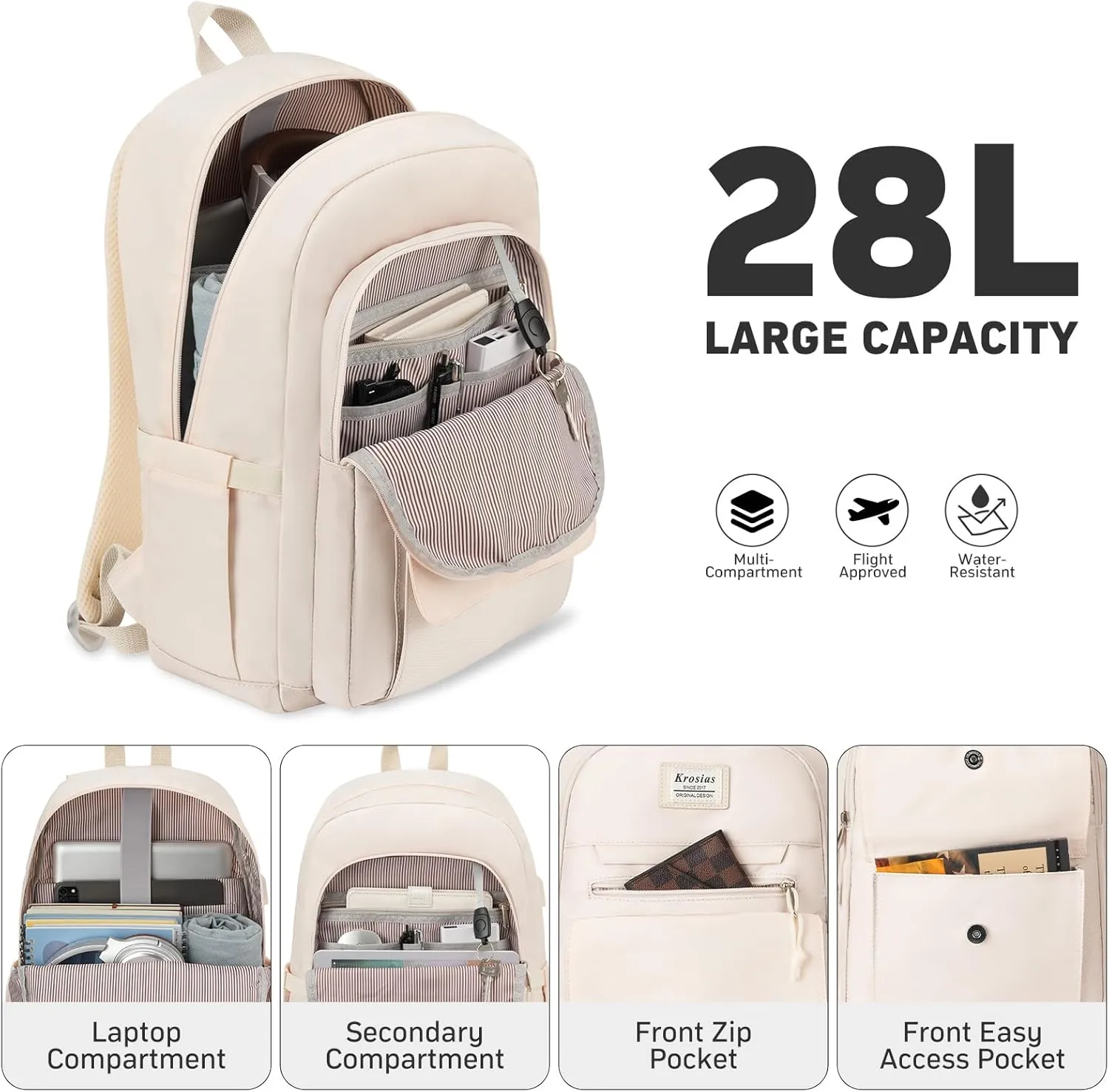 School Backpack for Teen Girls, 15.6 Inch Laptop College Backpacks Work Bag Kids Elementary Middle High Campus Bookbag, Cute Students Back Pack Large Travel Daypack for Women