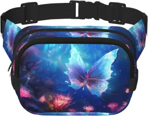 seabed butterfly Fitness travel shoulder bag, fashionable and casual waist bag, square double-layer waist bag
