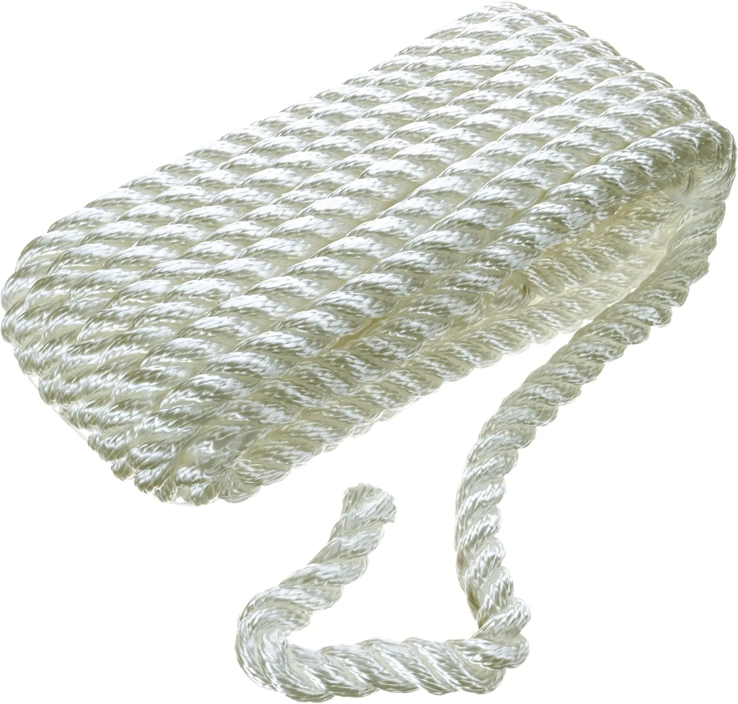 Seachoice 42551 Dock Rope for Boating - 3-Strand Twisted Nylon Dock Line, ½-Inch x 15 Feet, White