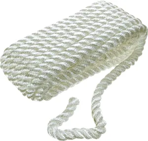 Seachoice 42551 Dock Rope for Boating - 3-Strand Twisted Nylon Dock Line, ½-Inch x 15 Feet, White