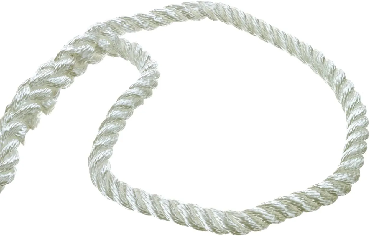 Seachoice 42551 Dock Rope for Boating - 3-Strand Twisted Nylon Dock Line, ½-Inch x 15 Feet, White