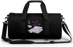 Seal I Need Sleep Gym Bag for Men Women Cylindrical Gym Duffle Bags Travel Sports Carryon Gymbag 17.7in/9in/9in