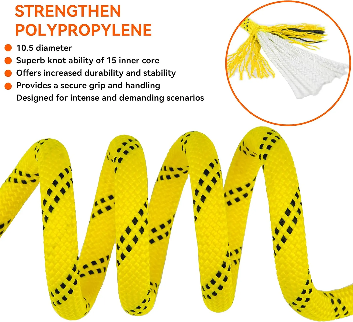 SEAMUS Static Rope 10.5mm UIAA Rappelling Rope 45M (150ft) Static Line Nylon Kern Mantle Rope for Rock Climbing, Mountain Tree Climbing, Hauling, Rescue