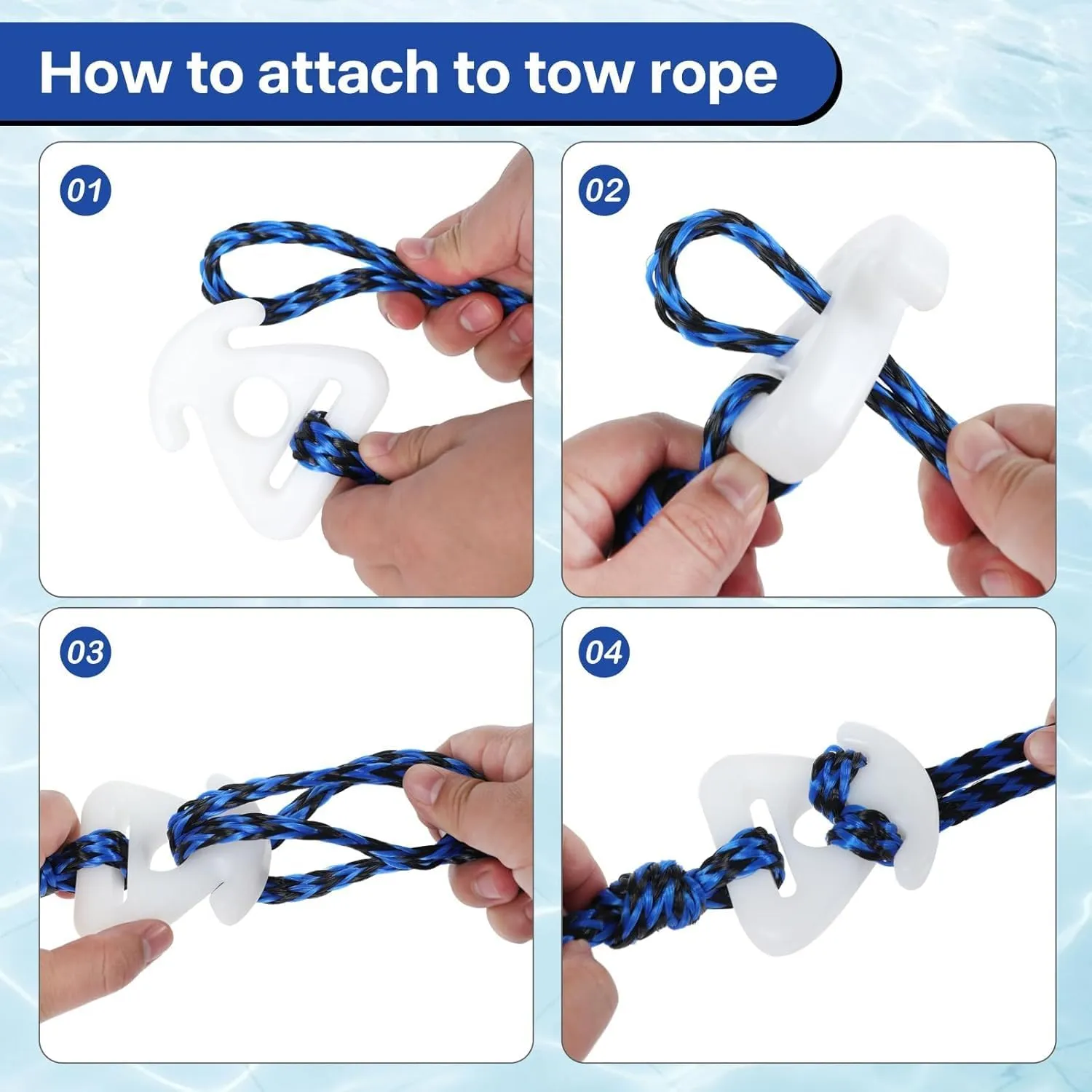 Self Centering Tow Harness for Watersports with Foat Ball, Heavy Duty Boat Tow Harness with 2 Permanent Antirust Stainless Steel Rider