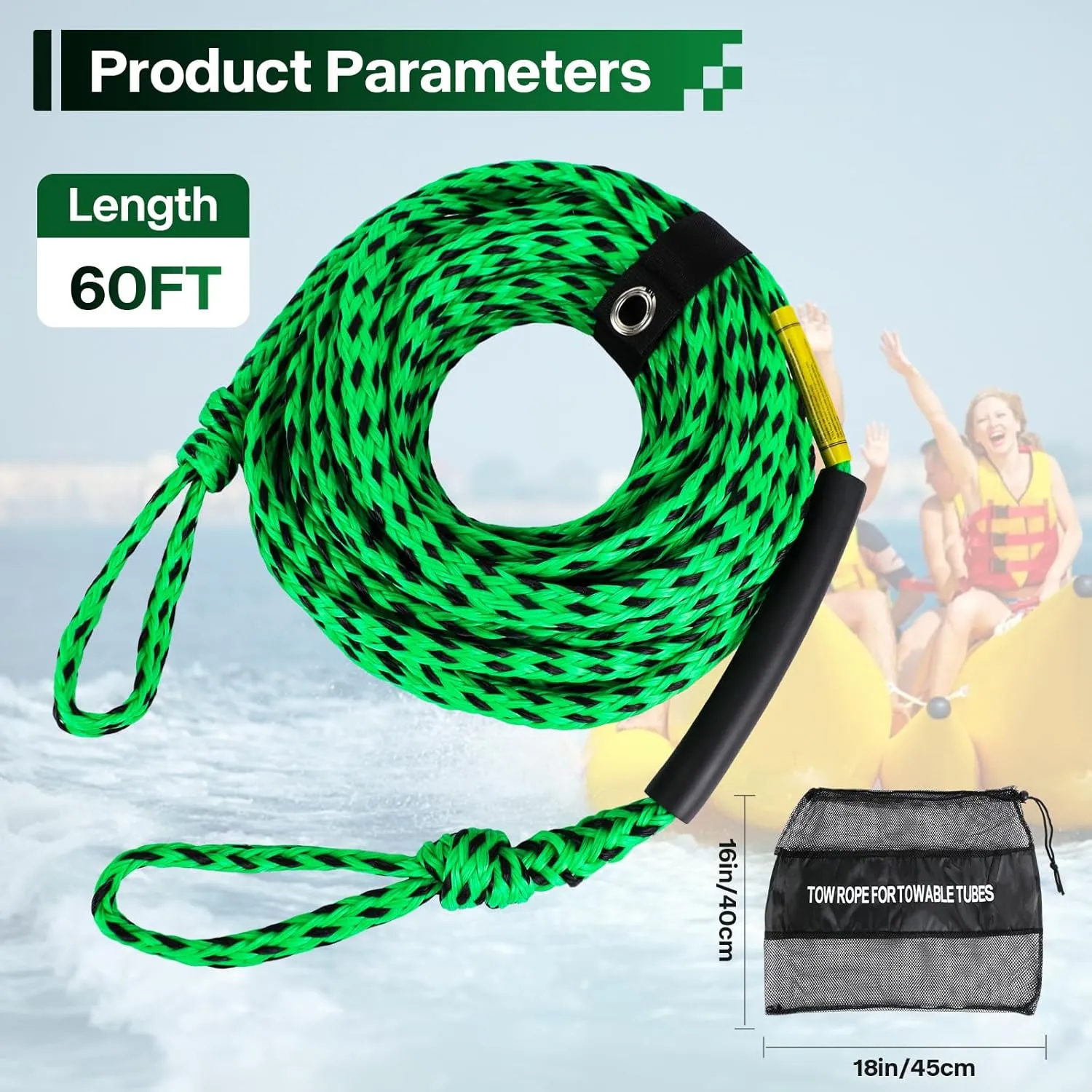 Self Centering Tow Harness for Watersports with Foat Ball, Heavy Duty Boat Tow Harness with Stainless Steel Quick Connector and Stainless Steel Rider