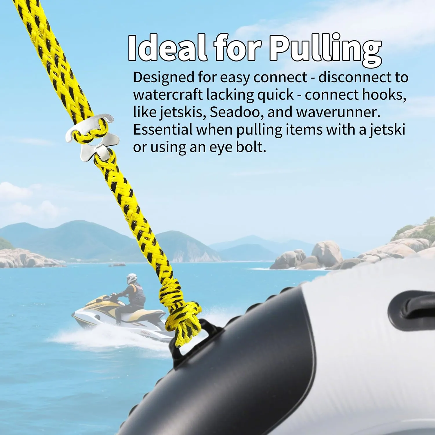 Self Centering Tow Harness for Watersports with Foat Ball, Heavy Duty Boat Tow Harness with Stainless Steel Quick Connector and Stainless Steel Rider