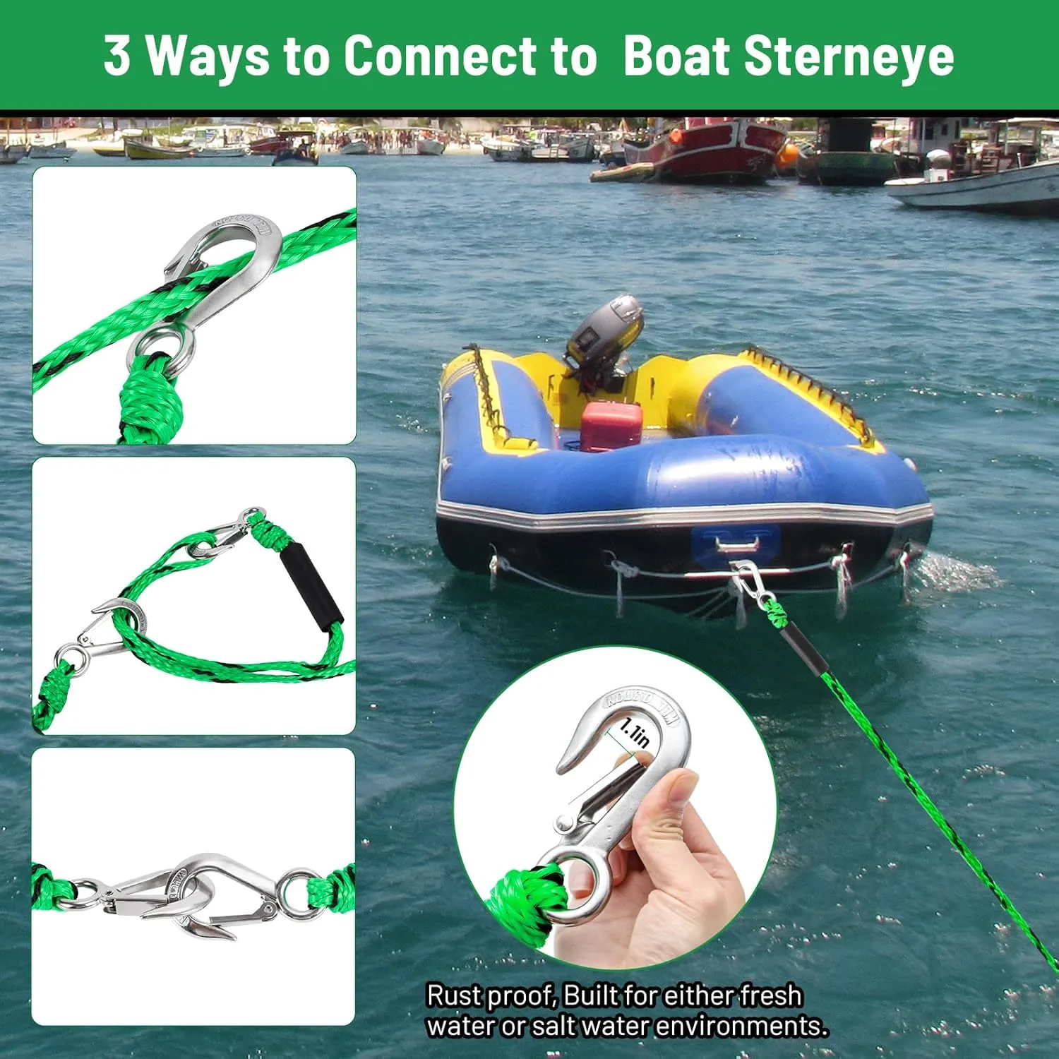 Self Centering Tow Harness for Watersports with Foat Ball, Heavy Duty Boat Tow Harness with Stainless Steel Quick Connector and Stainless Steel Rider