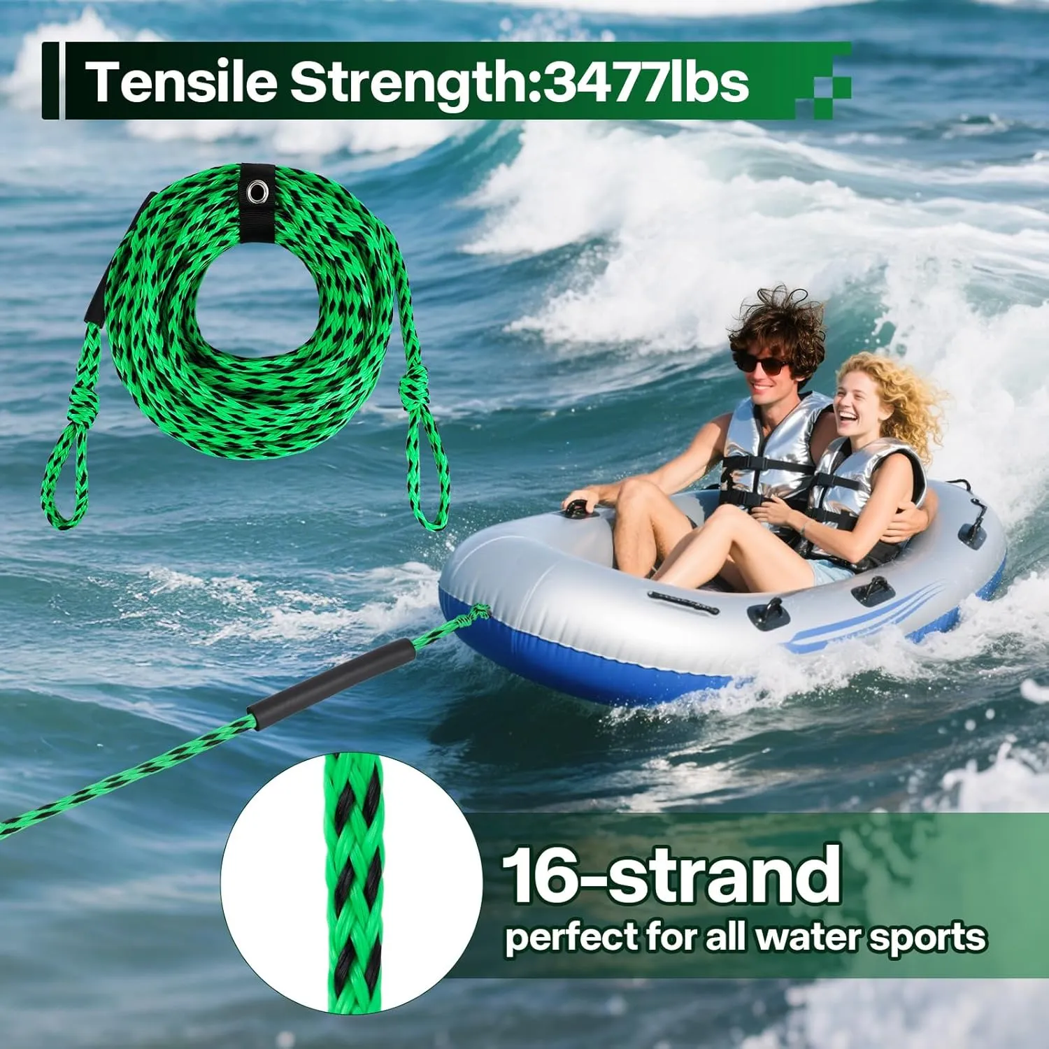 Self Centering Tow Harness for Watersports with Foat Ball, Heavy Duty Boat Tow Harness with Stainless Steel Quick Connector and Stainless Steel Rider