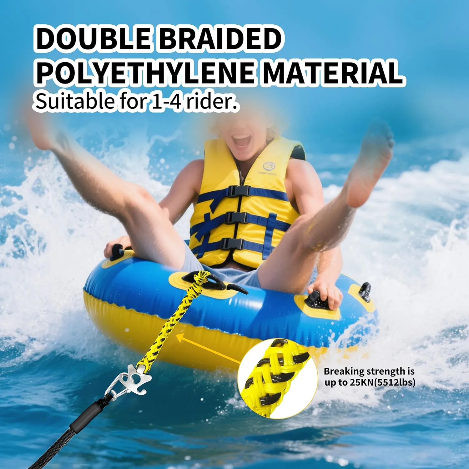 Self Centering Tow Harness for Watersports with Foat Ball, Heavy Duty Boat Tow Harness with Stainless Steel Quick Connector and Stainless Steel Rider