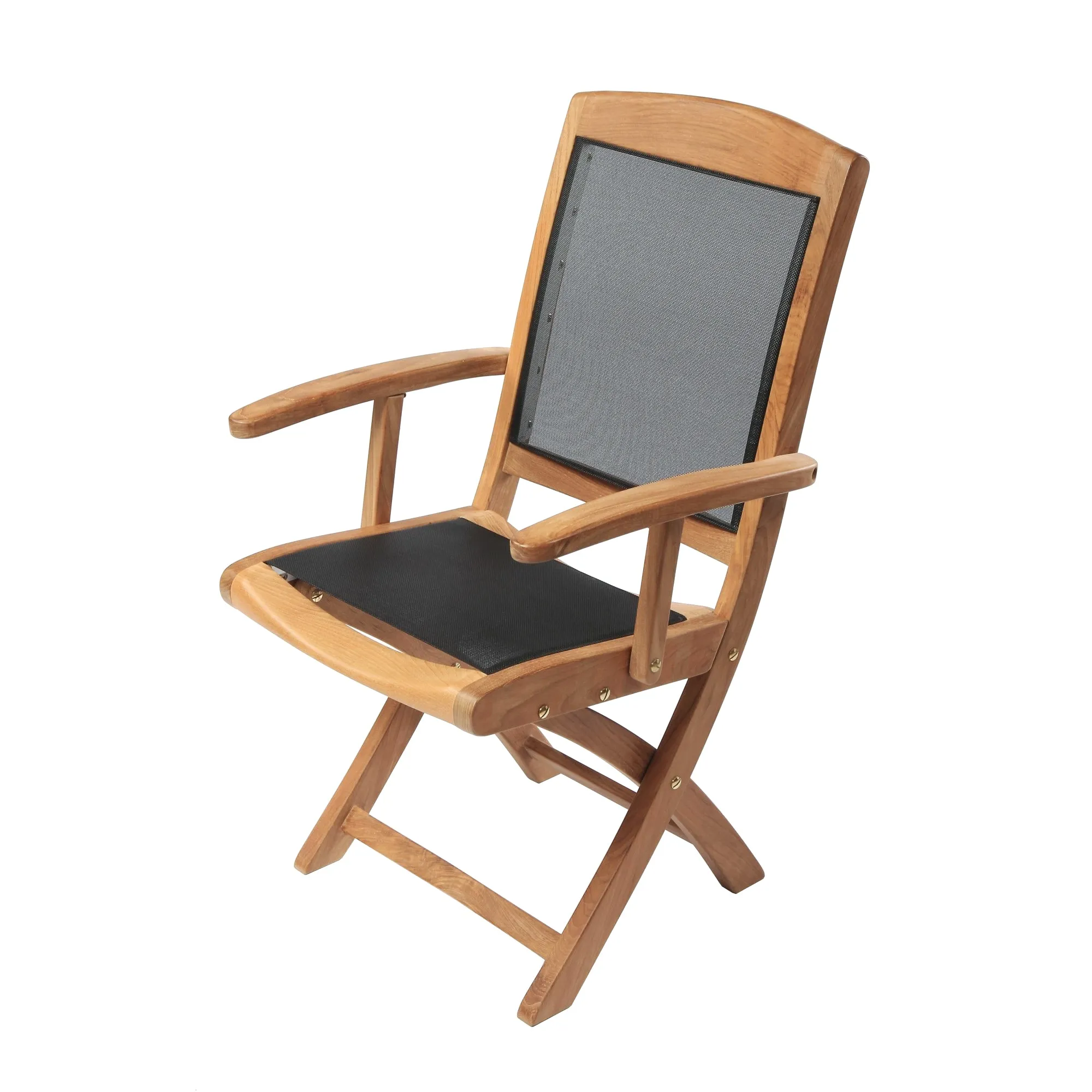 SET568-532 - Asia teak folding table - Rectangular 35" with 2 Colorado Textilene folding armchairs