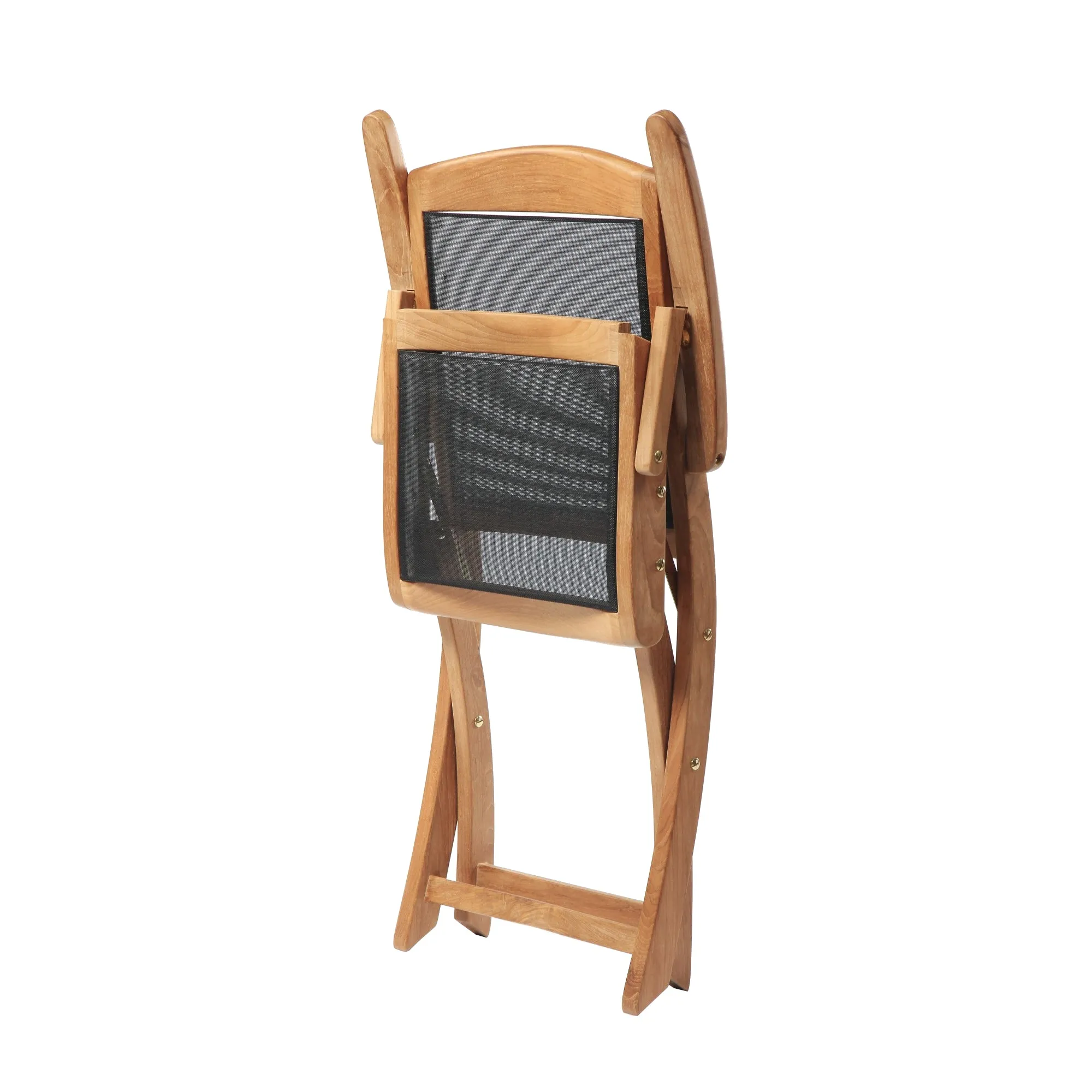 SET568-532 - Asia teak folding table - Rectangular 35" with 2 Colorado Textilene folding armchairs