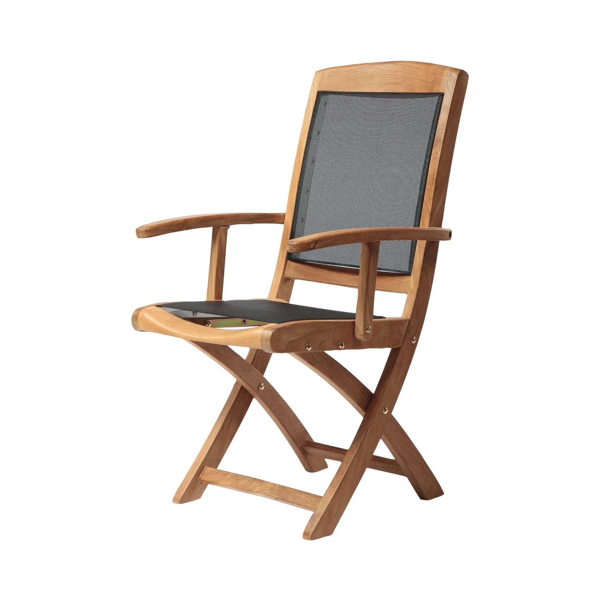 SET568-532 - Asia teak folding table - Rectangular 35" with 2 Colorado Textilene folding armchairs