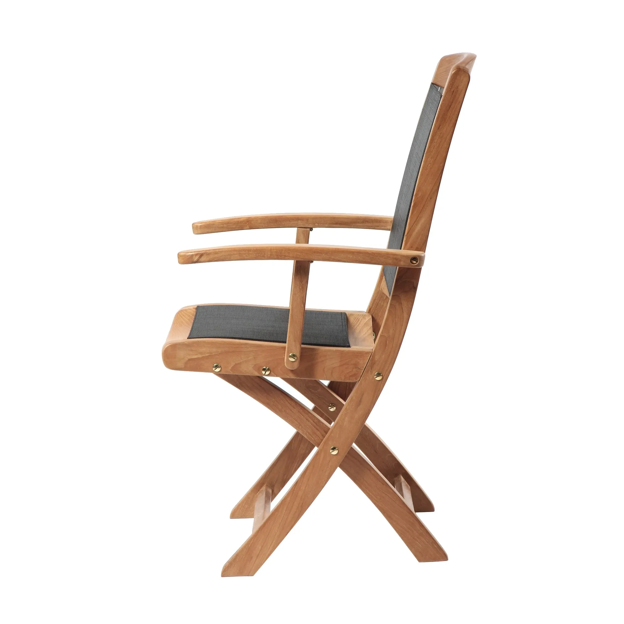 SET568-532 - Asia teak folding table - Rectangular 35" with 2 Colorado Textilene folding armchairs