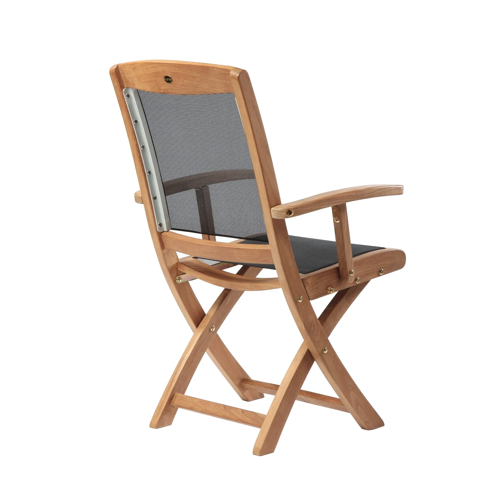 SET568-532 - Asia teak folding table - Rectangular 35" with 2 Colorado Textilene folding armchairs