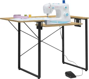 Sew Ready Dart Wood/Metal Multipurpose Machine Table Workstation Desk with Folding Top for Crafts, Sewing, Computers, Laptops, Games, Graphite/Ashwood, 41W