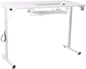 SewingRite SewStation 101 Portable Folding Sewing Table with Steel Legs, White - Perfect for Home, Office and Business