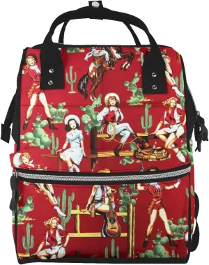 Sexy Lady Cowgirl Western Girl Large Capacity Mummy Maternity Bag Multifunctional Diaper Backpack 3D Print Travel Backpack