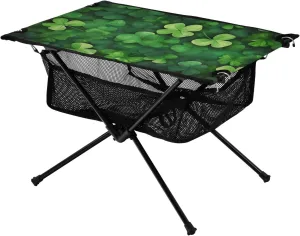 Shamrocks Flowers Portable Folding Camping Table, Compact Lightweight Beach Table with Carrying Bag for Outdoor Picnics, BBQs, Camp