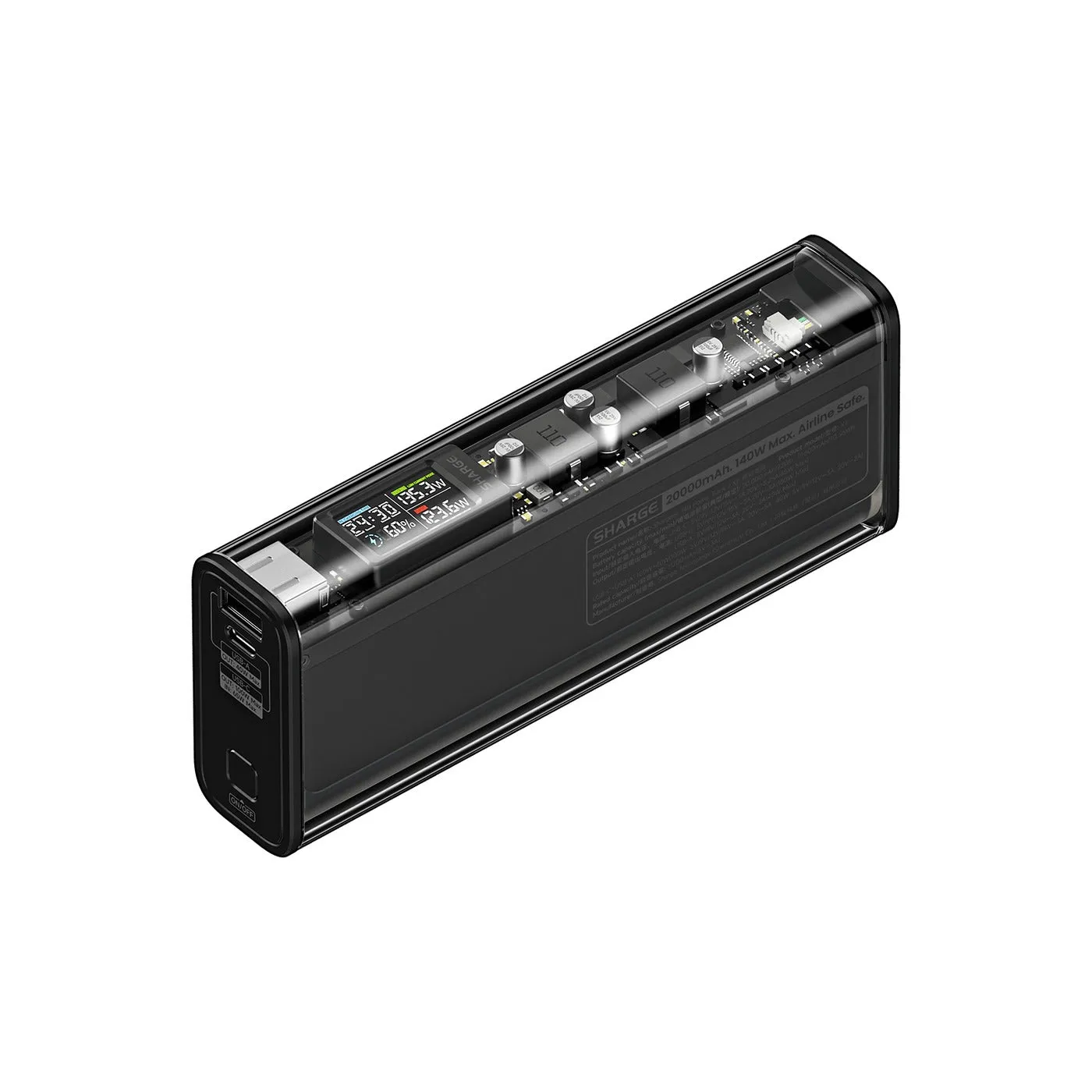 Shargeek 140 Power Bank 20000mAH 140W (Black) (X1i)   Free Sharge Power Bank Travel Case for Shargeek 170/ X1i