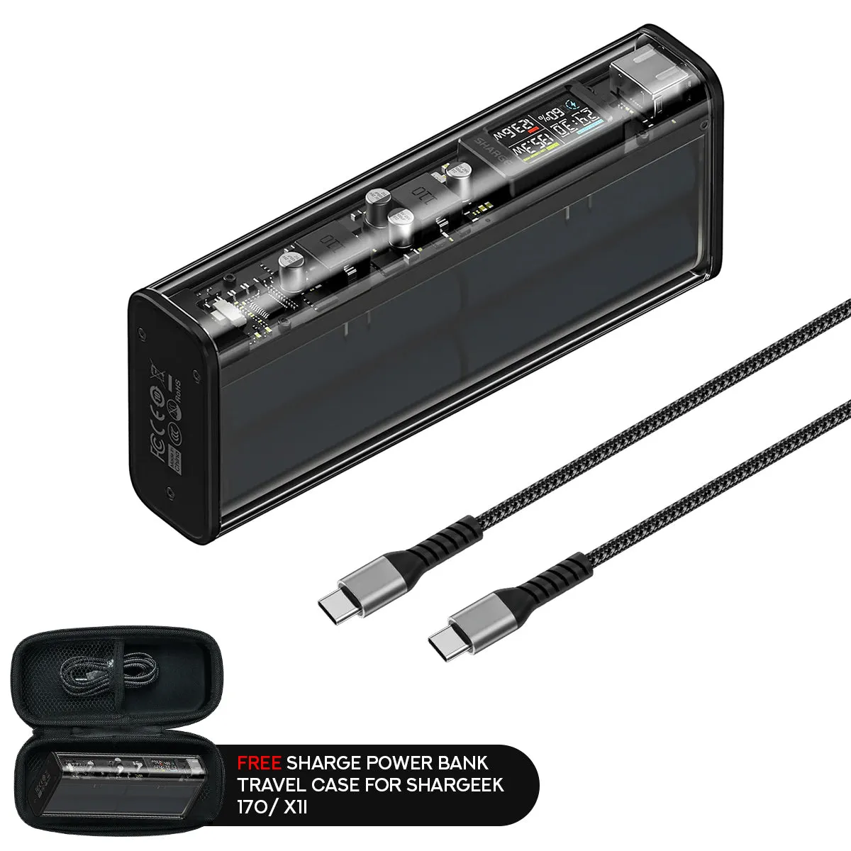 Shargeek 140 Power Bank 20000mAH 140W (Black) (X1i)   Free Sharge Power Bank Travel Case for Shargeek 170/ X1i