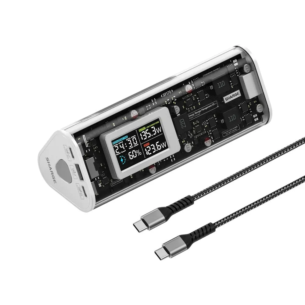 Shargeek 170 Power Bank 24000mAh 170W (White) (SP170)   Free Sharge Power Bank Travel Case for Shargeek 170/ X1i