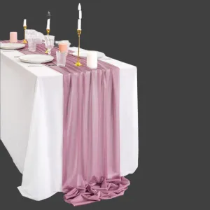 Sheer Chiffon Luxury Solid Colorful Table Runner