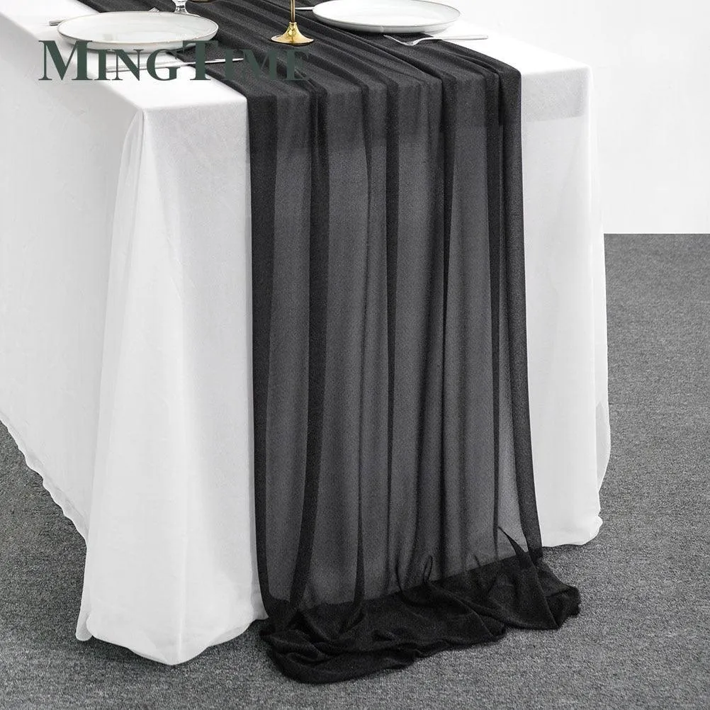 Sheer Chiffon Luxury Solid Colorful Table Runner