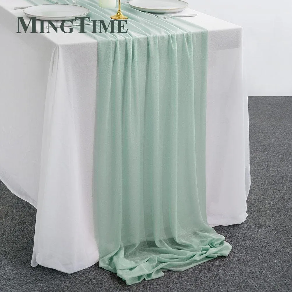 Sheer Chiffon Luxury Solid Colorful Table Runner