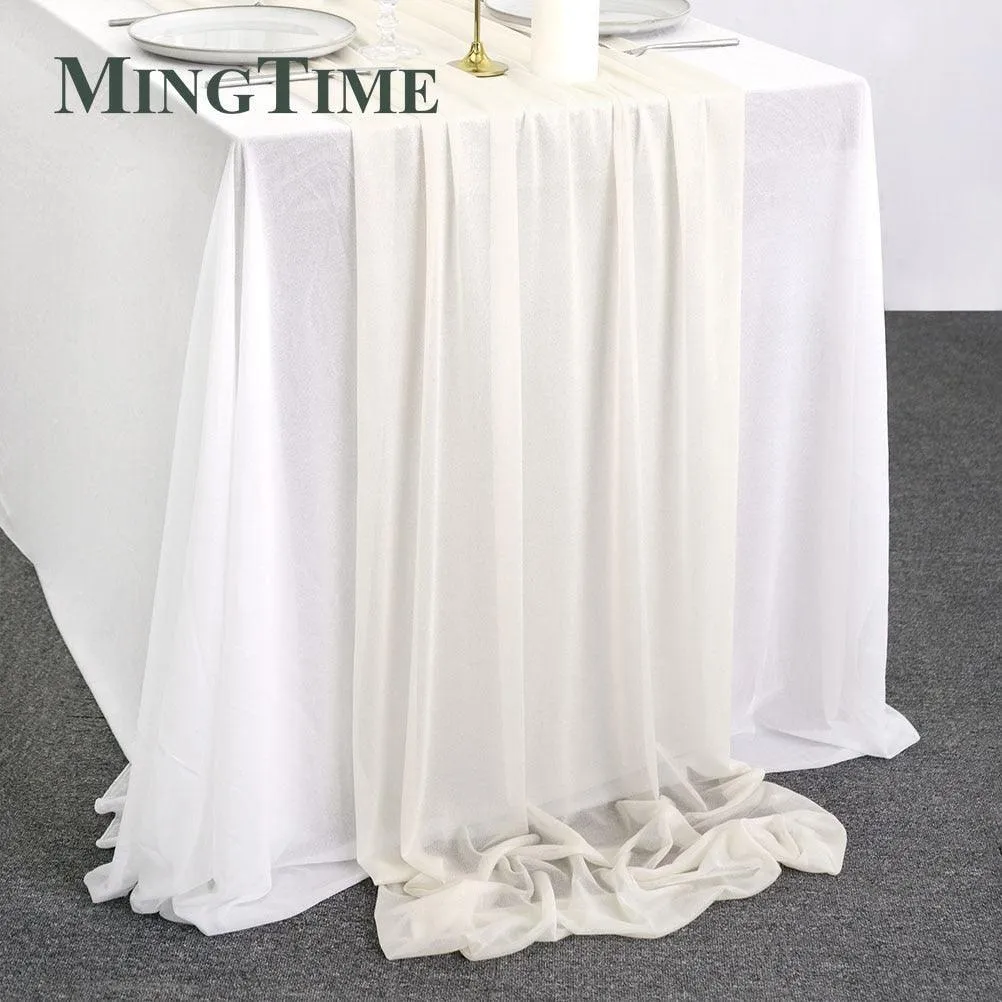 Sheer Chiffon Luxury Solid Colorful Table Runner